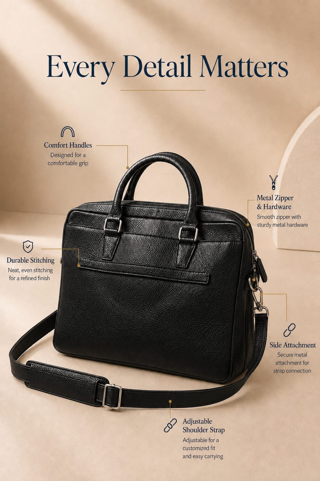 Premium Leather Laptop & Office Bag for Men , Fits Laptops & MacBooks up to 14 Inches – 1Year Warranty
