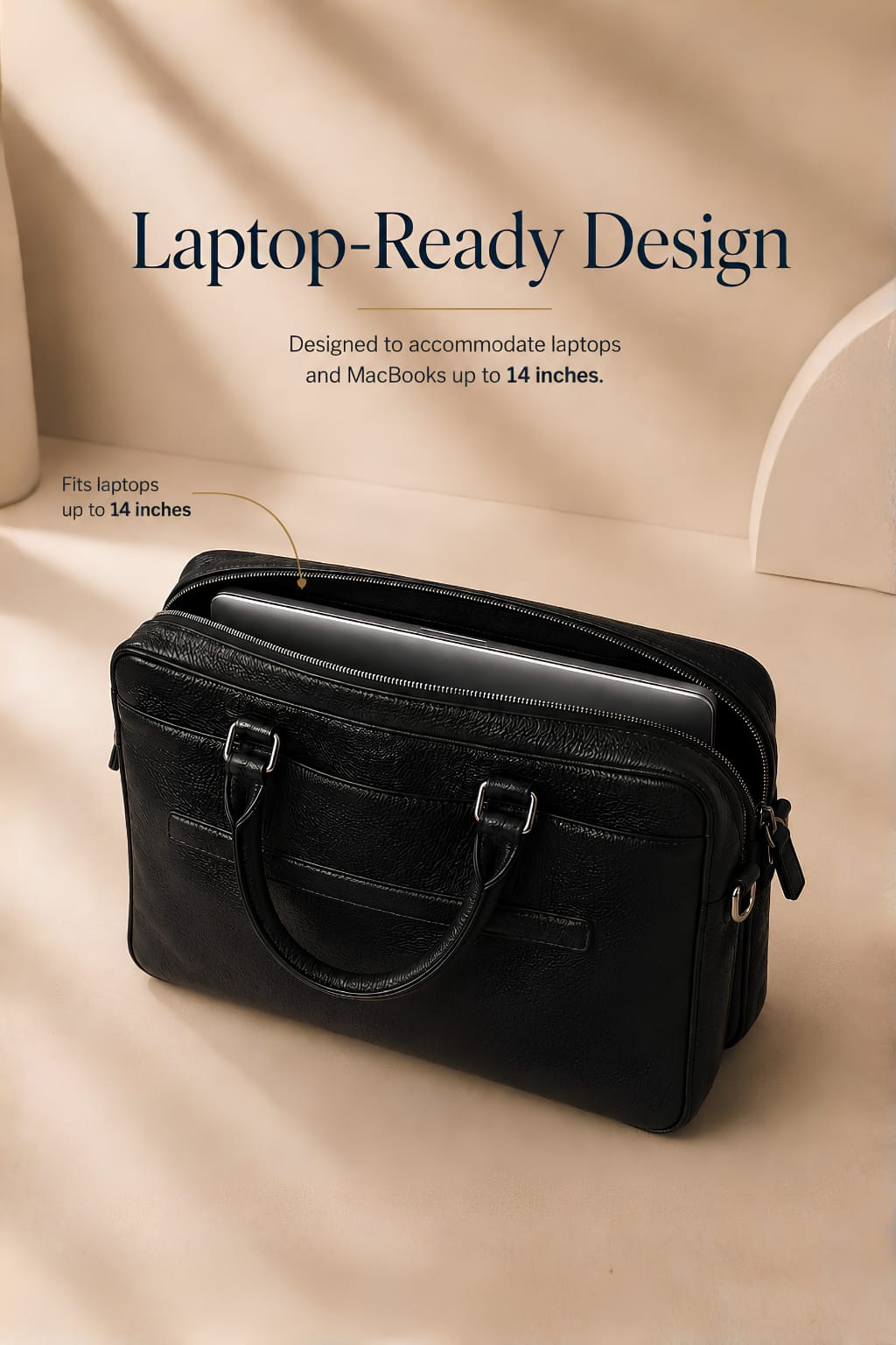 Premium Leather Laptop & Office Bag for Men , Fits Laptops & MacBooks up to 14 Inches – 1Year Warranty