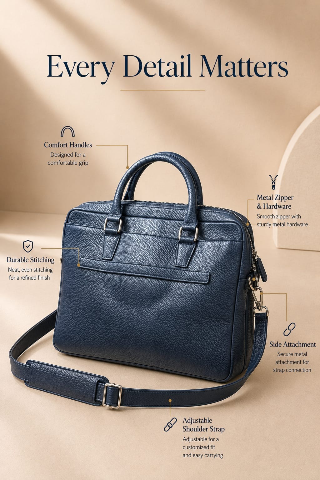 Premium Leather Laptop & Office Bag for Men , Fits Laptops & MacBooks up to 14 Inches – 1Year Warranty