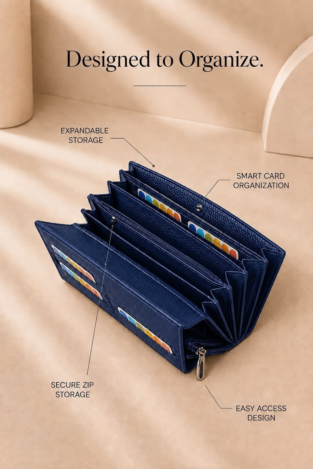 Stylish Leather Finish with Multiple Card Slots & Spacious Compartments