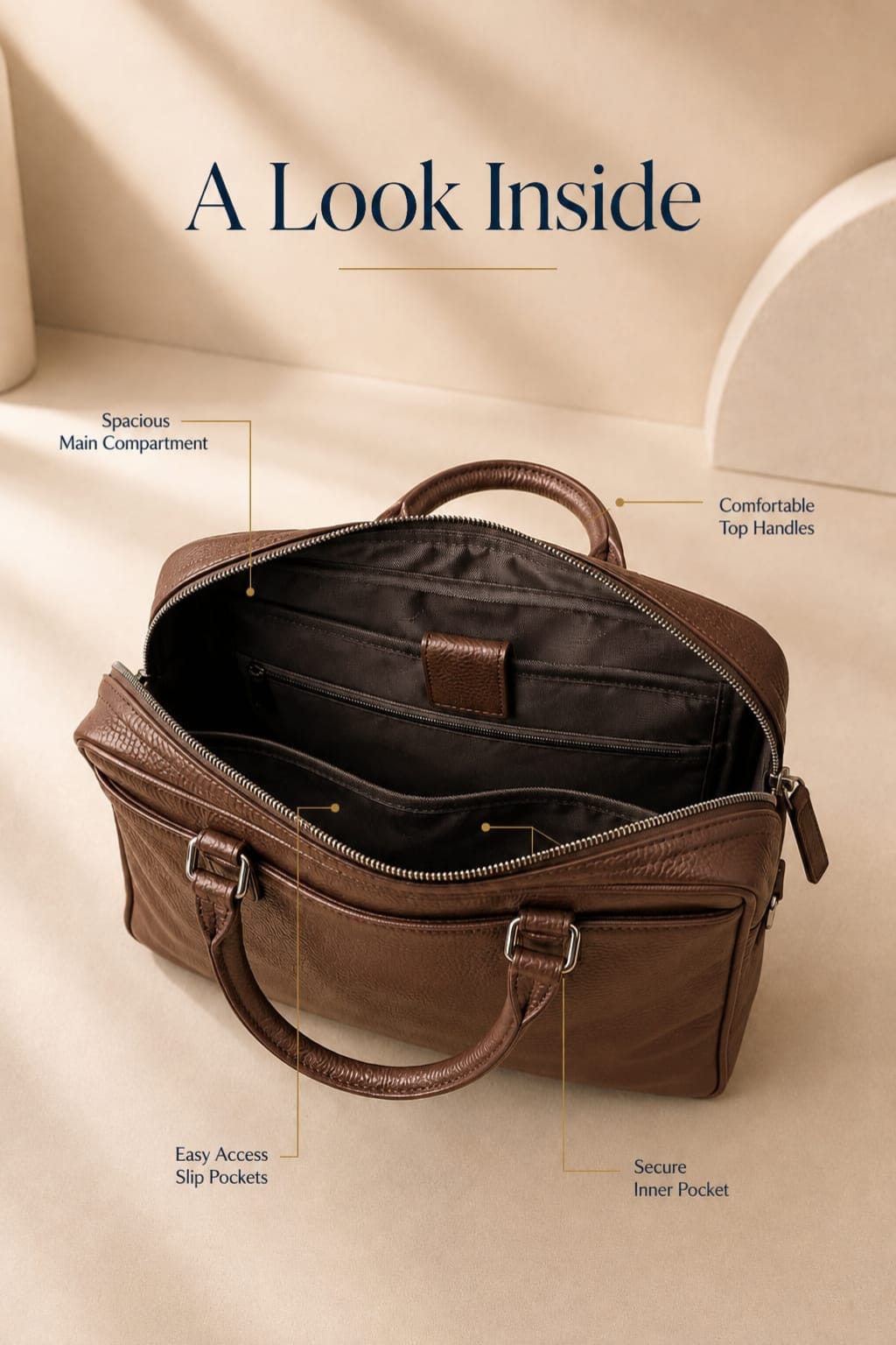 Premium Leather Laptop & Office Bag for Men , Fits Laptops & MacBooks up to 14 Inches – 1Year Warranty