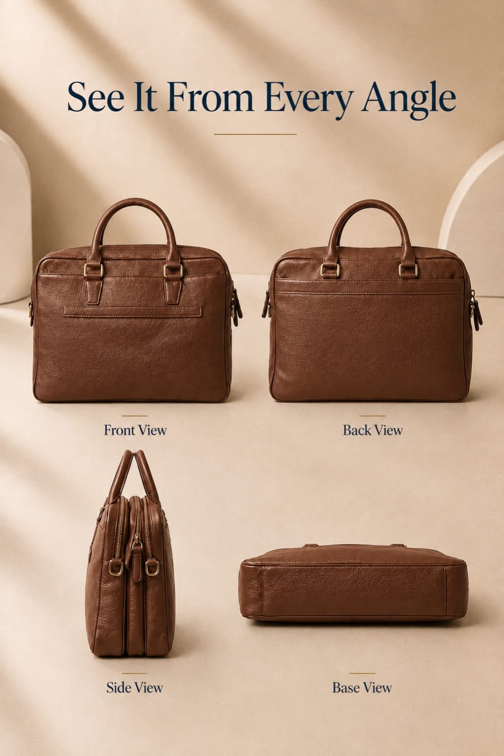 Premium Leather Laptop & Office Bag for Men , Fits Laptops & MacBooks up to 14 Inches – 1Year Warranty