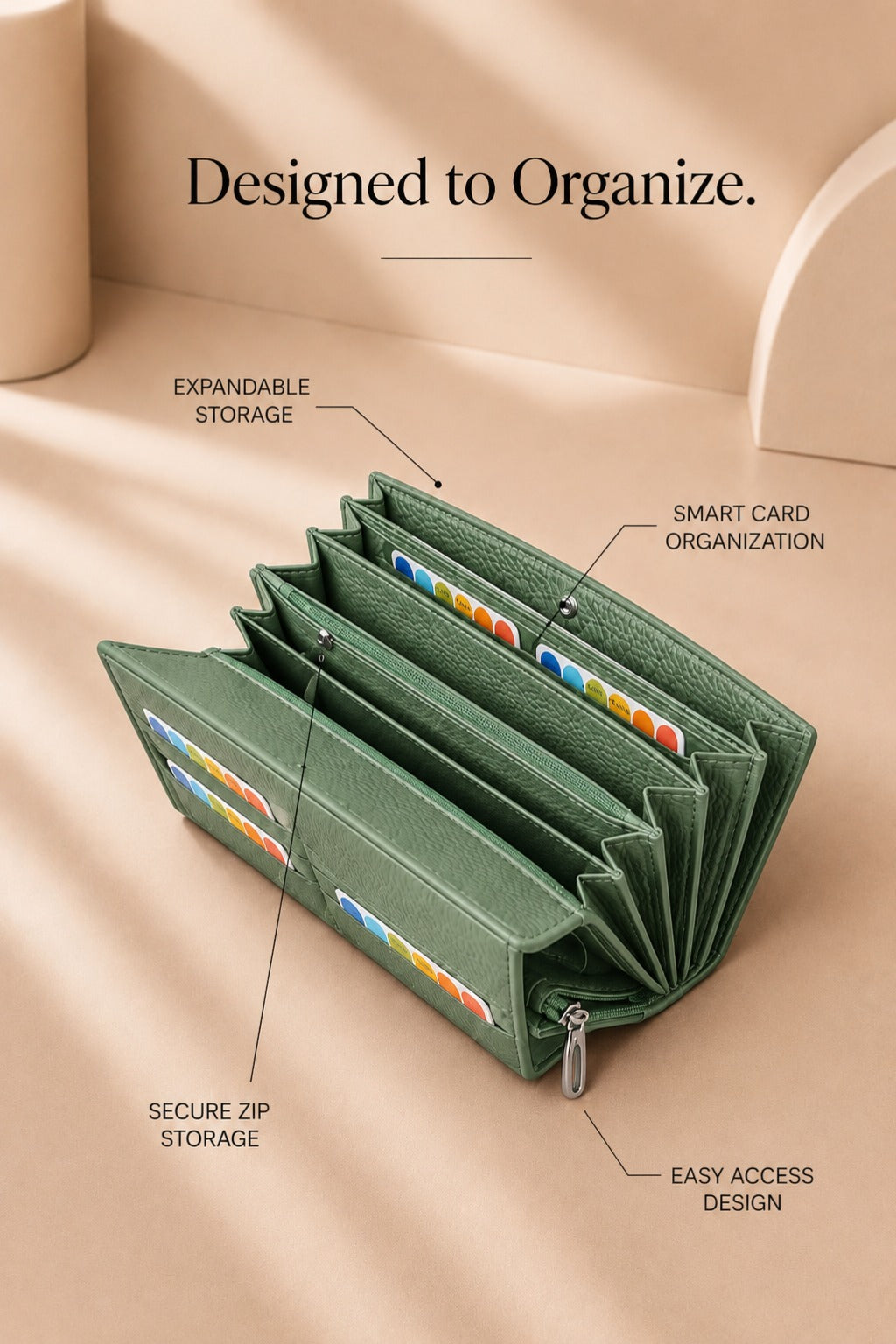 Stylish Leather Finish with Multiple Card Slots & Spacious Compartments
