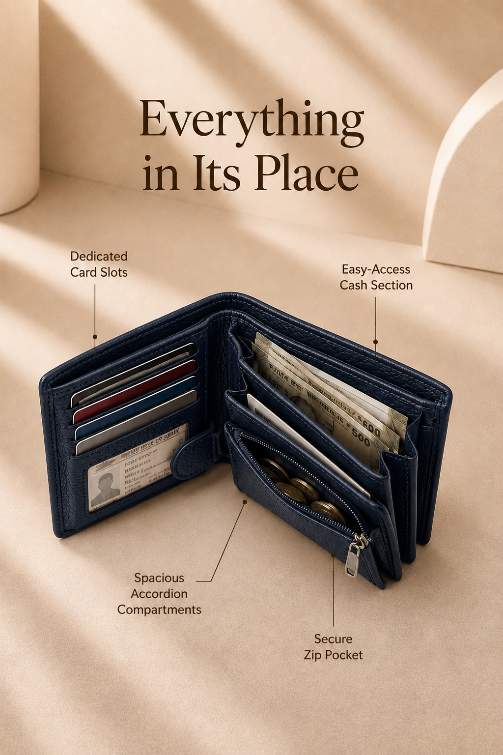 Premium Blue Leather Men’s Wallet