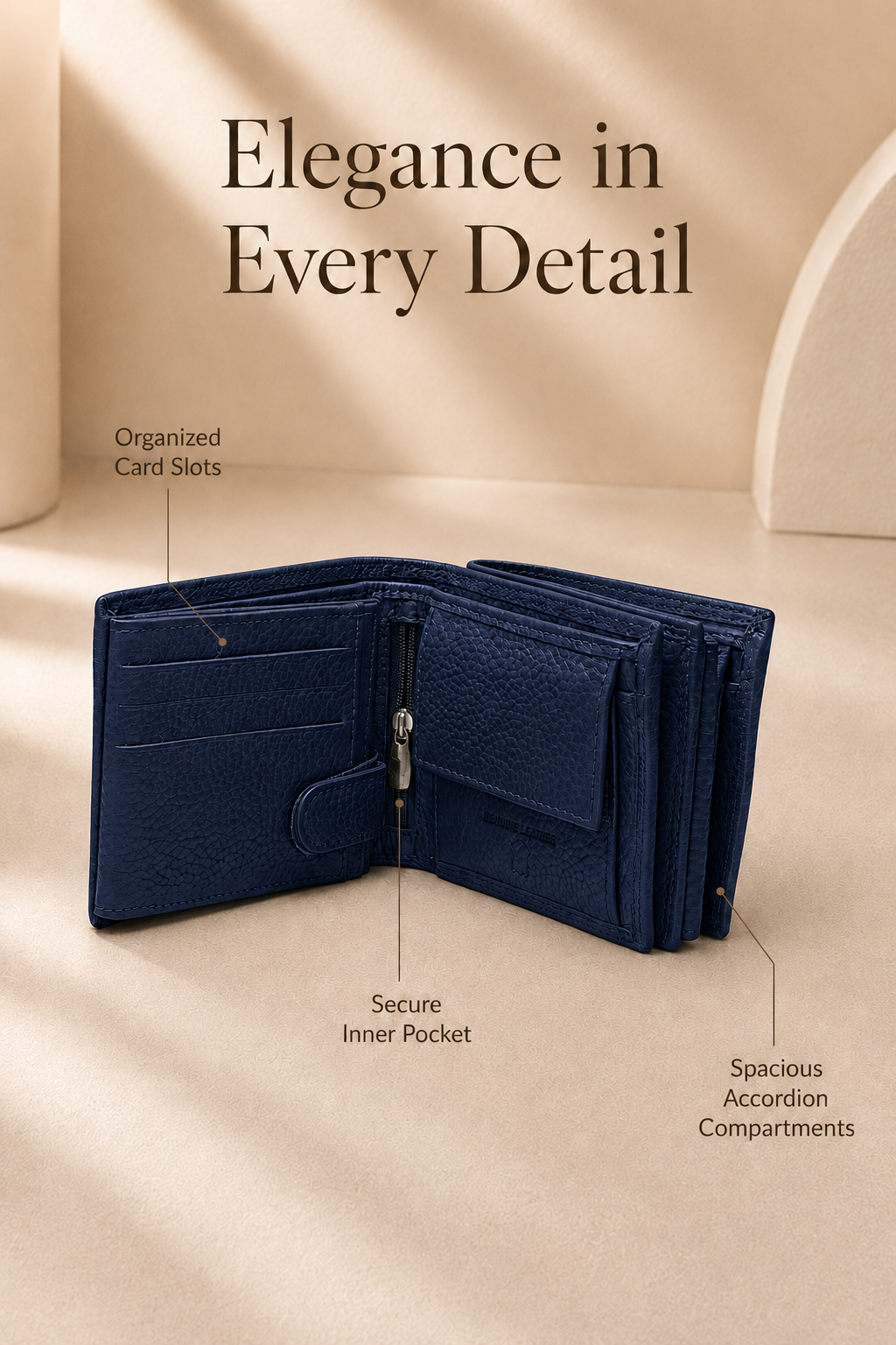 Premium Blue Leather Men’s Wallet
