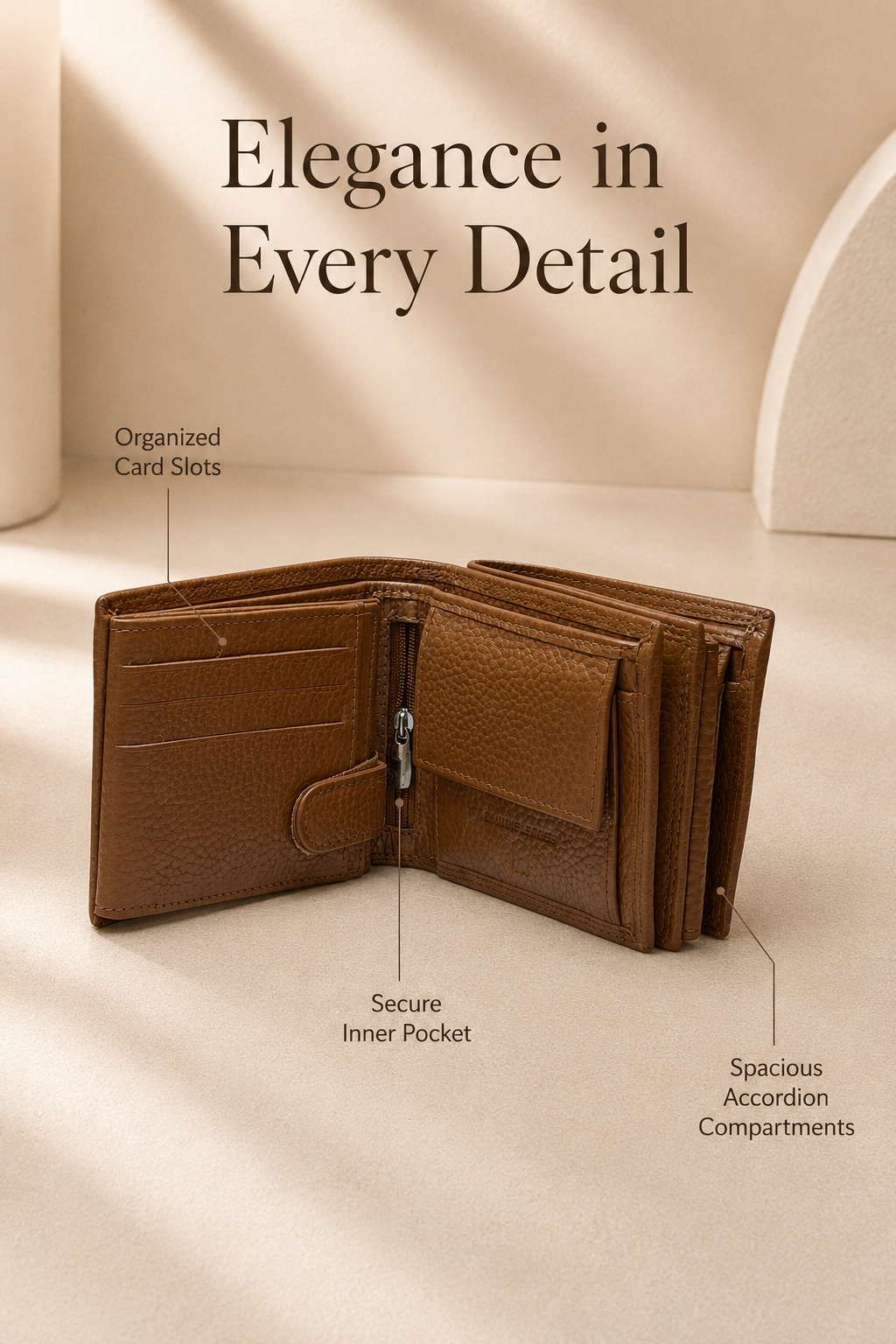 Premium Tan Brown Leather Men’s Wallet